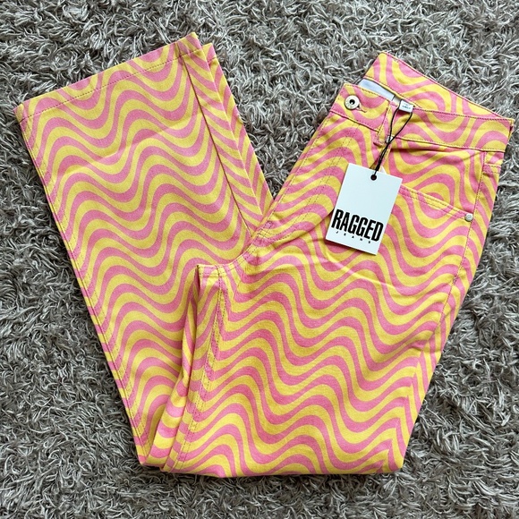 The Ragged Priest Pink and Yellow High Rise Jeans - Picture 5 of 9